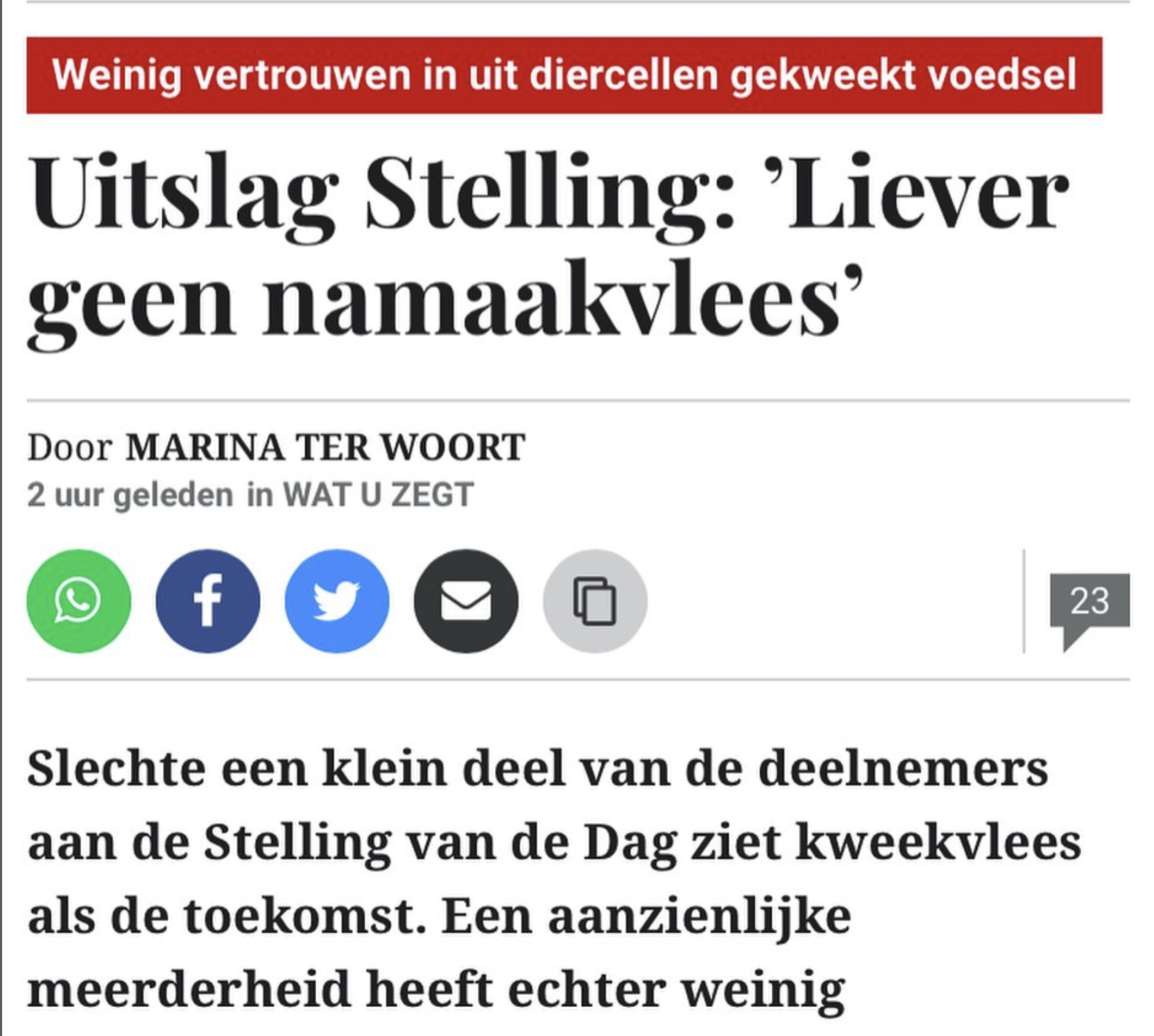 Geen kweekvlees